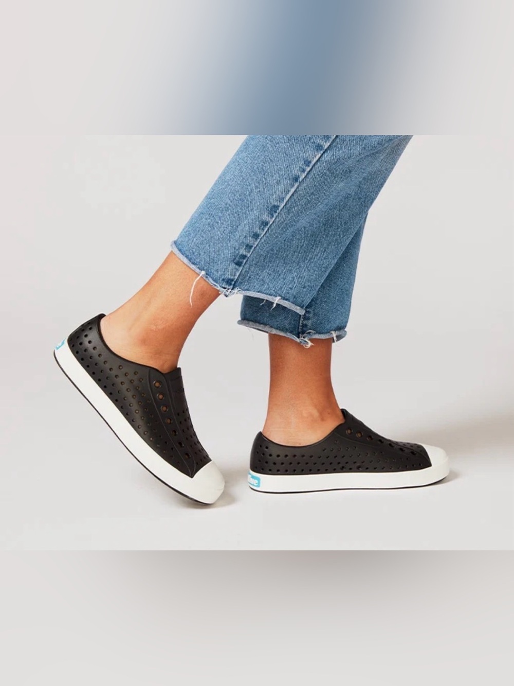 NWT Native Jefferson Jiffy Black / Shell White Slip-On Shoe Woman’s Size 7 EU 37